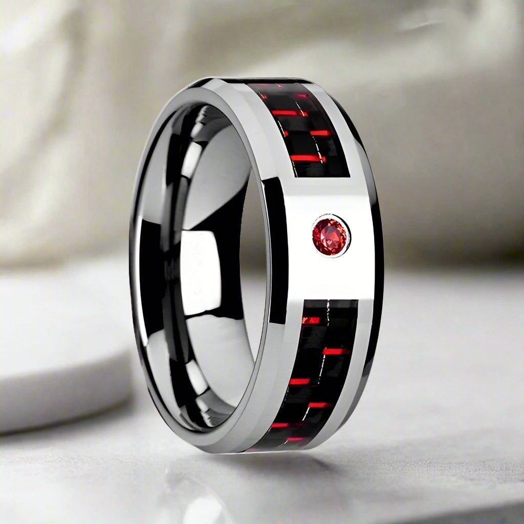 ADRIAN | Tungsten Carbide Ring, Carbon Fiber Inlay