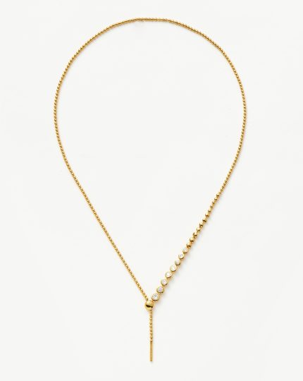 Beaded Stone Slider Lariat Necklace | 18ct Gold Vermeil/Cubic Zirconia