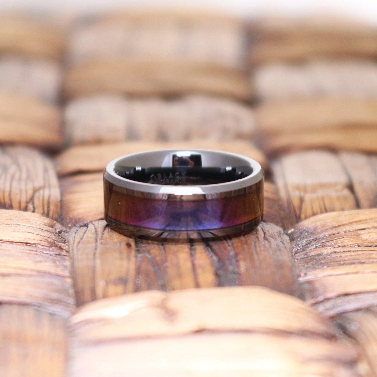 BARRACUDA | Black Ceramic Ring, Color Changing Inlay - Image 6