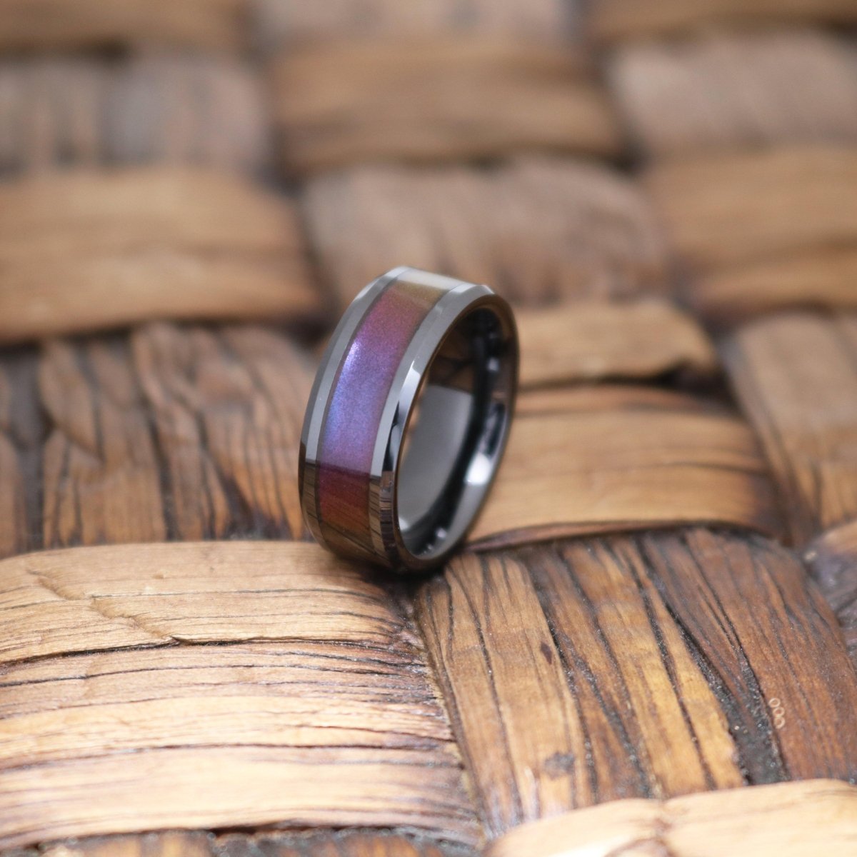 BARRACUDA | Black Ceramic Ring, Color Changing Inlay - Image 5
