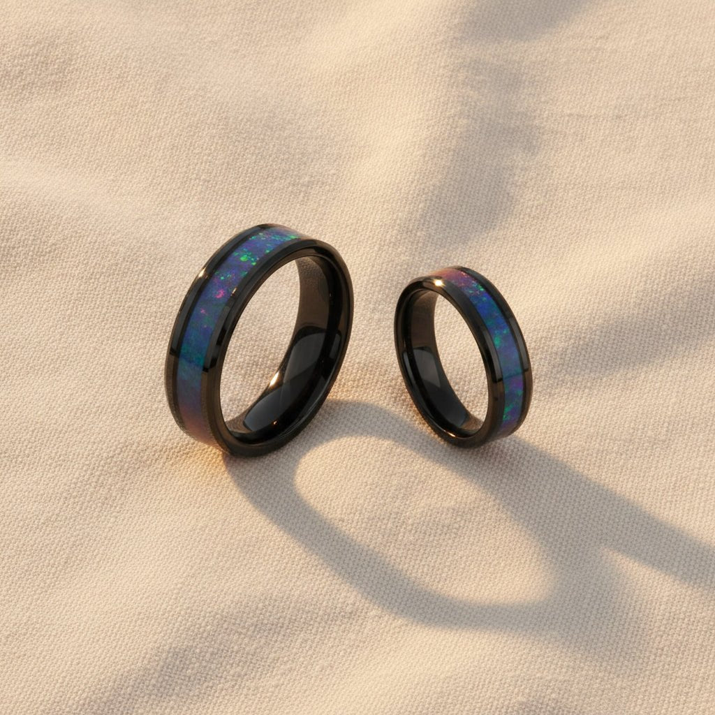 BARRACUDA | Black Ceramic Ring, Color Changing Inlay - Image 3