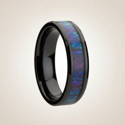 BARRACUDA | Black Ceramic Ring, Color Changing Inlay