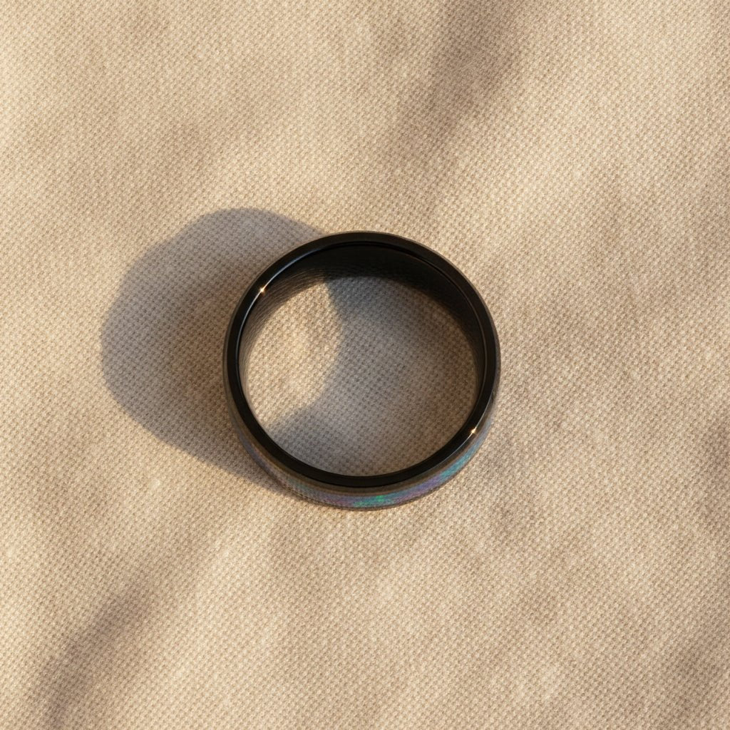 BARRACUDA | Black Ceramic Ring, Color Changing Inlay - Image 4