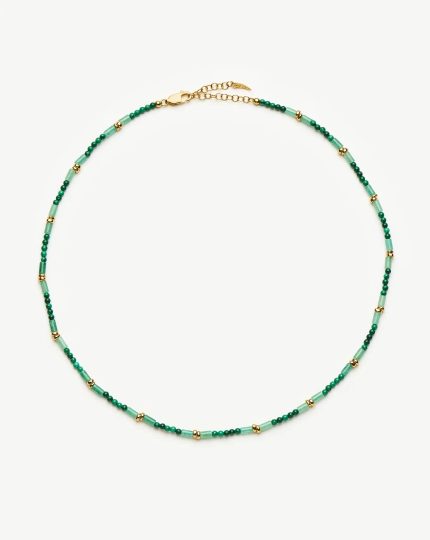 Beaded Gemstone Choker | 18ct Gold Plated/Mojito Green