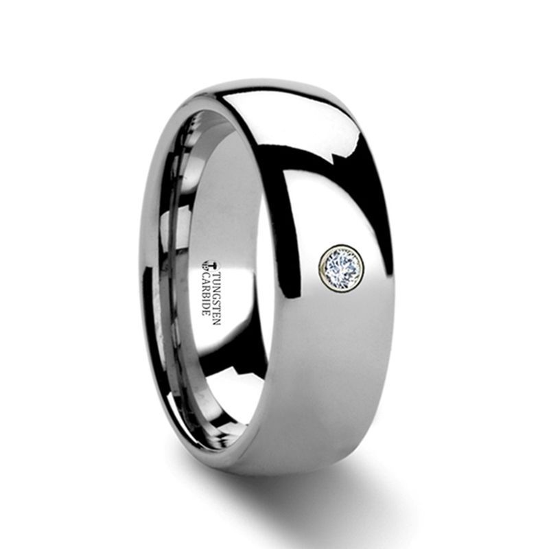 BERKSHIRE | Women's Silver Tungsten Ring, Diamond, Domed - Image 3
