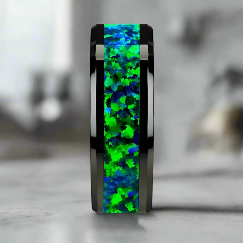 PULSAR | Black Ceramic Ring, Opal Inlay - Image 5