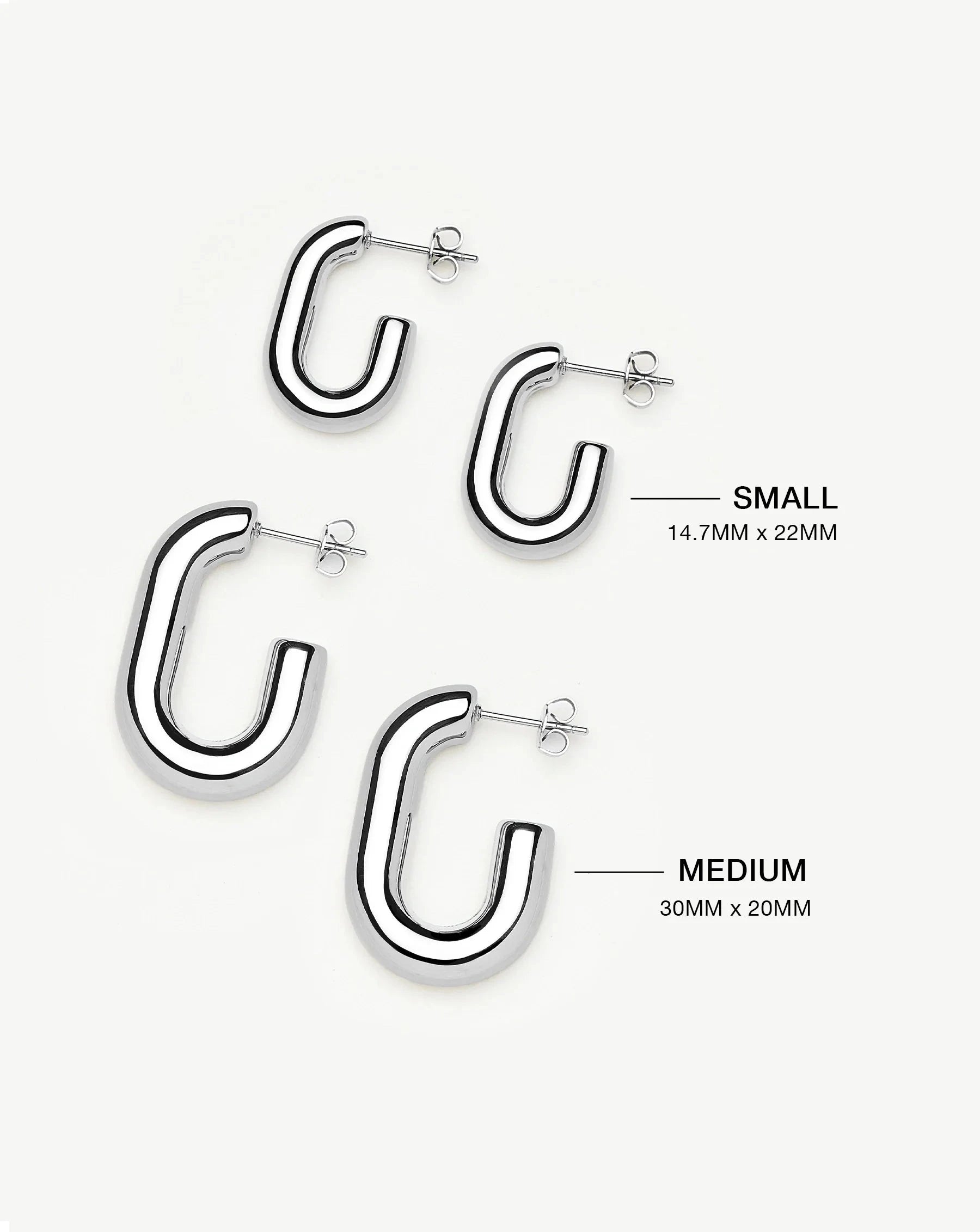 Chubby Oval Medium Hoop Earrings | Platinum Plated - Image 5