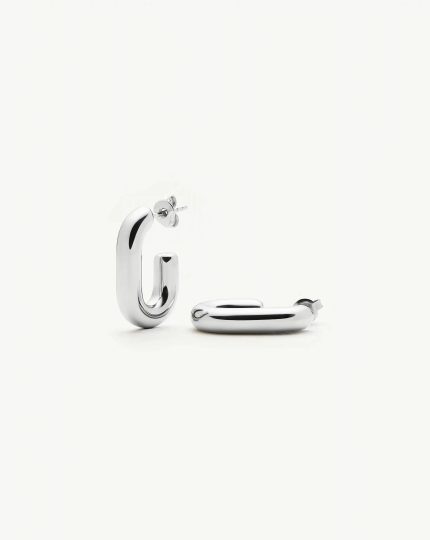 Chubby Oval Small Hoop Earrings | Platinum Plated