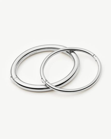 Chunky Bangle Set | Platinum Plated