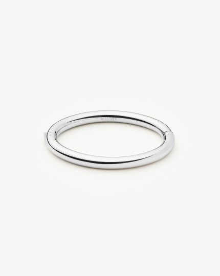 Chunky Round Hinged Bangle | Platinum Plated