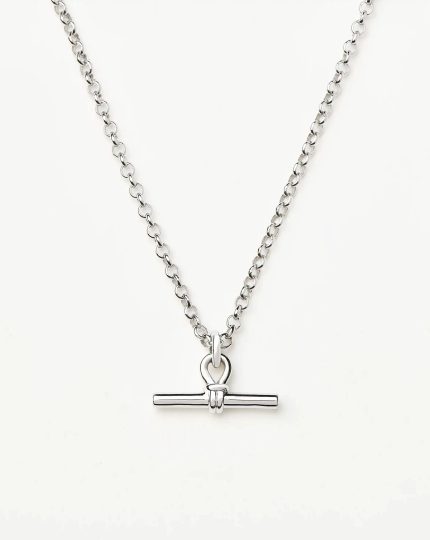 Chunky T-Bar Chain Necklace | Silver Plated
