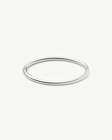 Classic Round Hinged Bangle | Platinum Plated