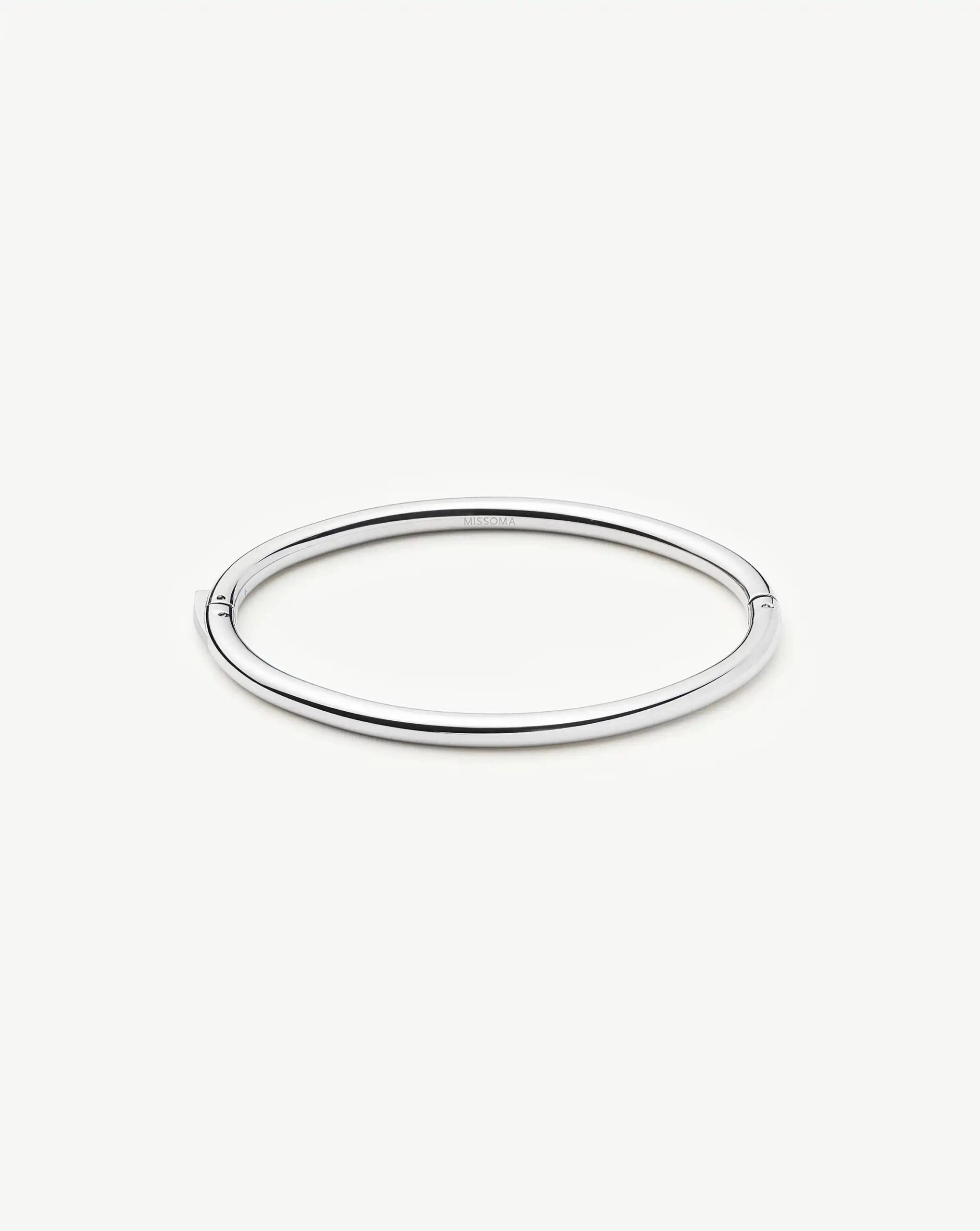 Classic Round Hinged Bangle | Platinum Plated