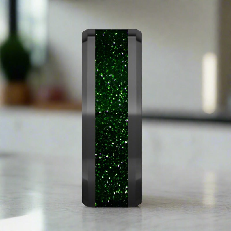 GIOVANNI | Black Ceramic Ring, Goldstone Inlay - Image 4