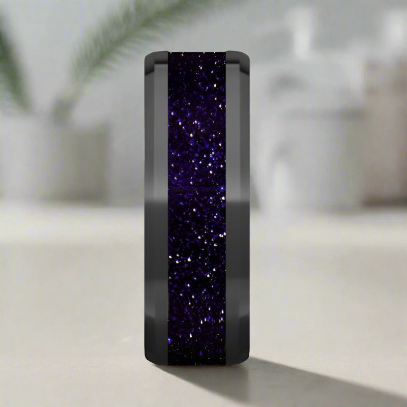 MELO | Black Ceramic Ring, Purple Goldstone Inlay:圖片 4