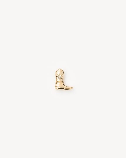 Solid Gold Cowboy Boot Single Stud Earring | 14ct Solid Gold/Diamond