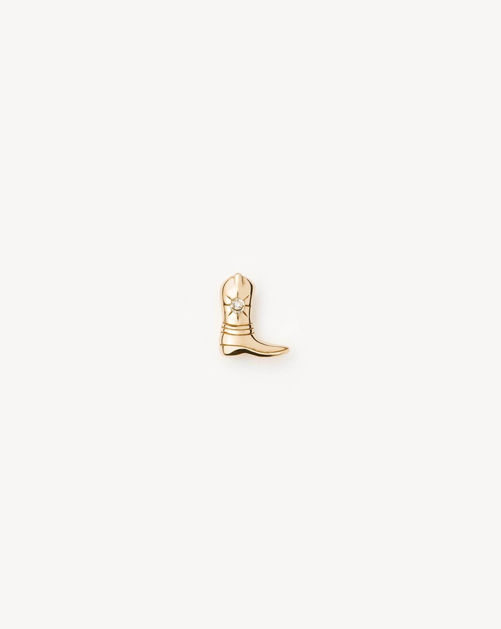 Solid Gold Cowboy Boot Single Stud Earring | 14ct Solid Gold/Diamond
