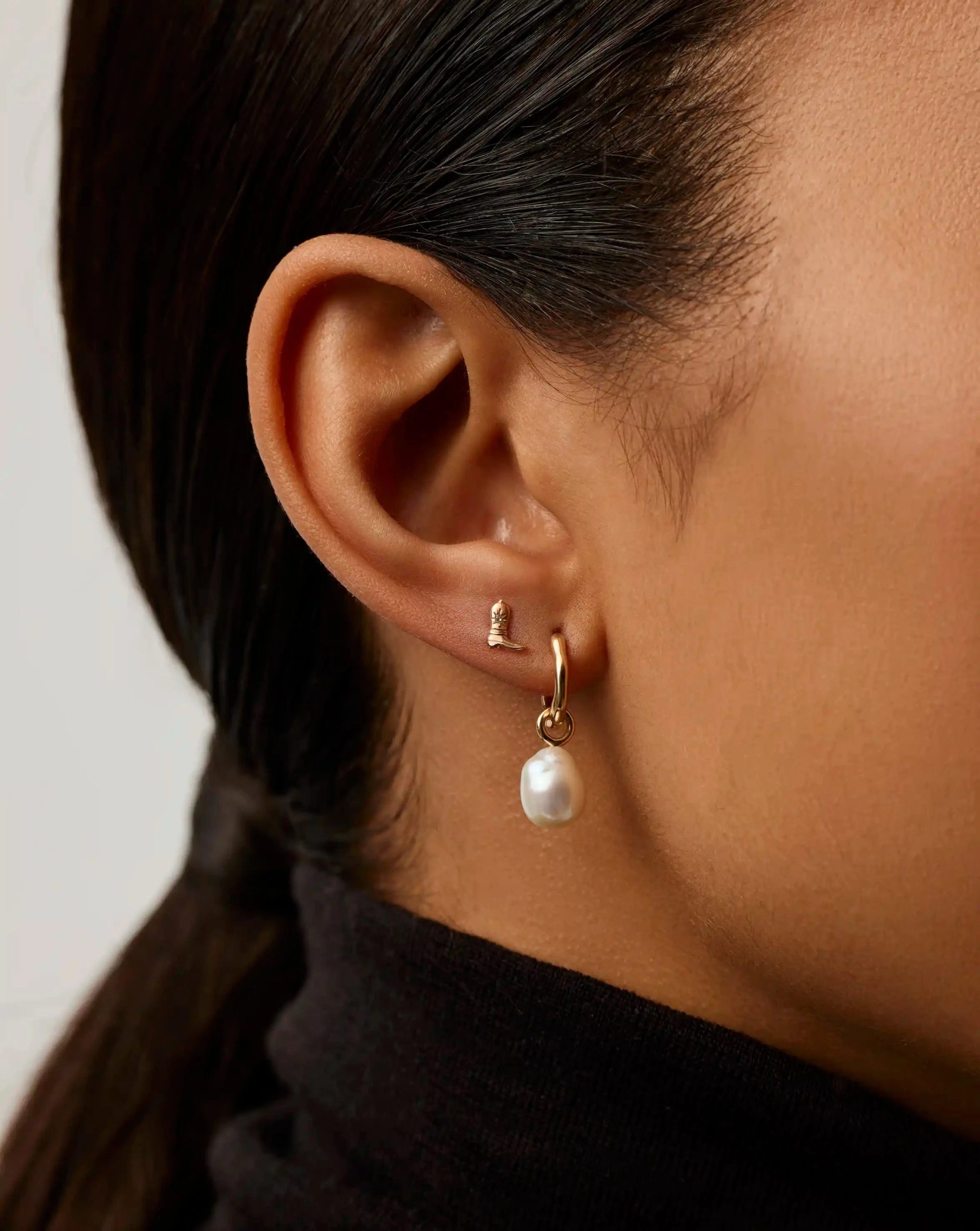 Solid Gold Cowboy Boot Single Stud Earring | 14ct Solid Gold/Diamond - Image 2