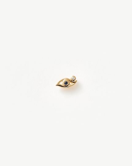 Solid Gold Evil Eye Single Stud Earring