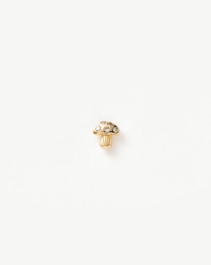 Solid Gold Diamond Mushroom Single Stud Earring