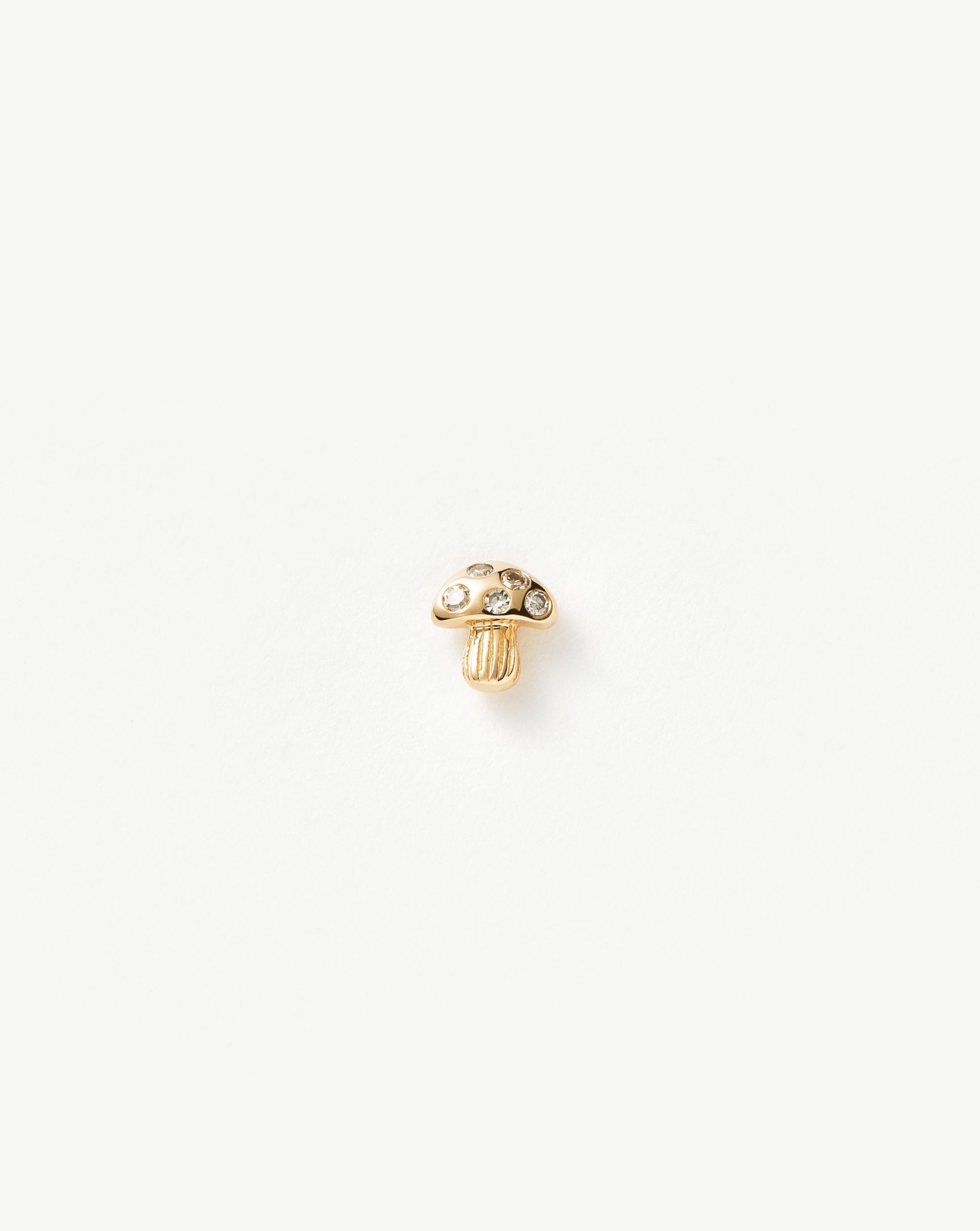 Solid Gold Diamond Mushroom Single Stud Earring