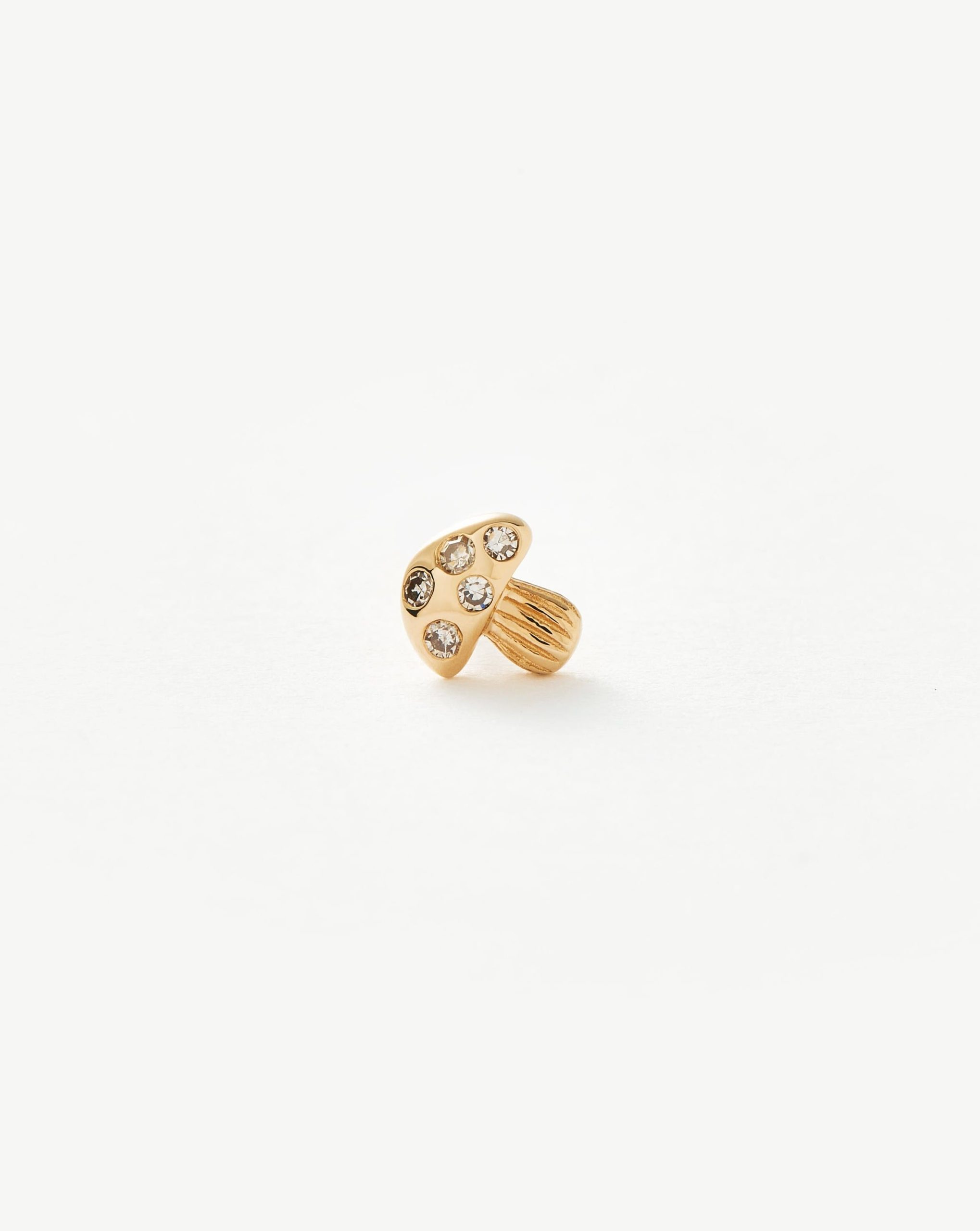 Solid Gold Diamond Mushroom Single Stud Earring - Image 5