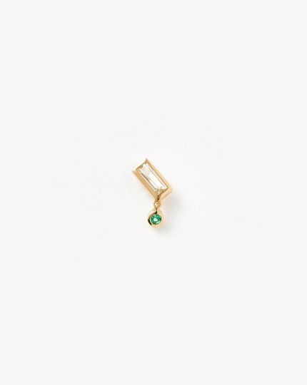 Solid Gold Emerald Single Drop Stud Earring