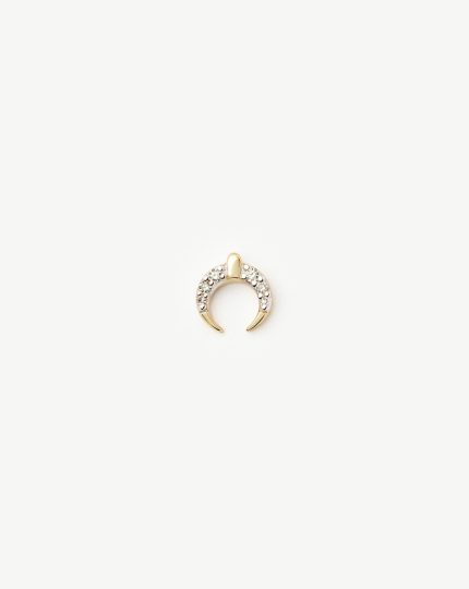 Solid Gold Lucy Williams Horn Single Stud Earring | 14ct Solid Gold/Diamond