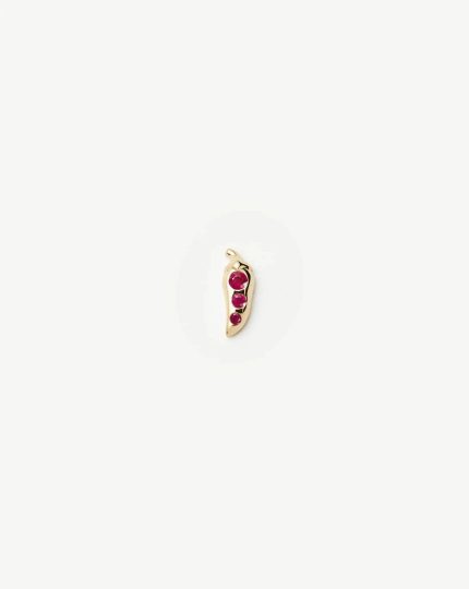 Solid Gold Ruby Chilli Single Stud Earring | 9ct Solid Gold/Ruby