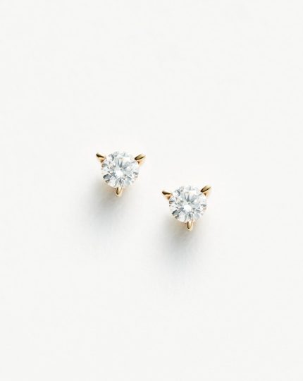 Solid Gold Small Solitaire Diamond Stud Earrings | 14ct Solid Gold
