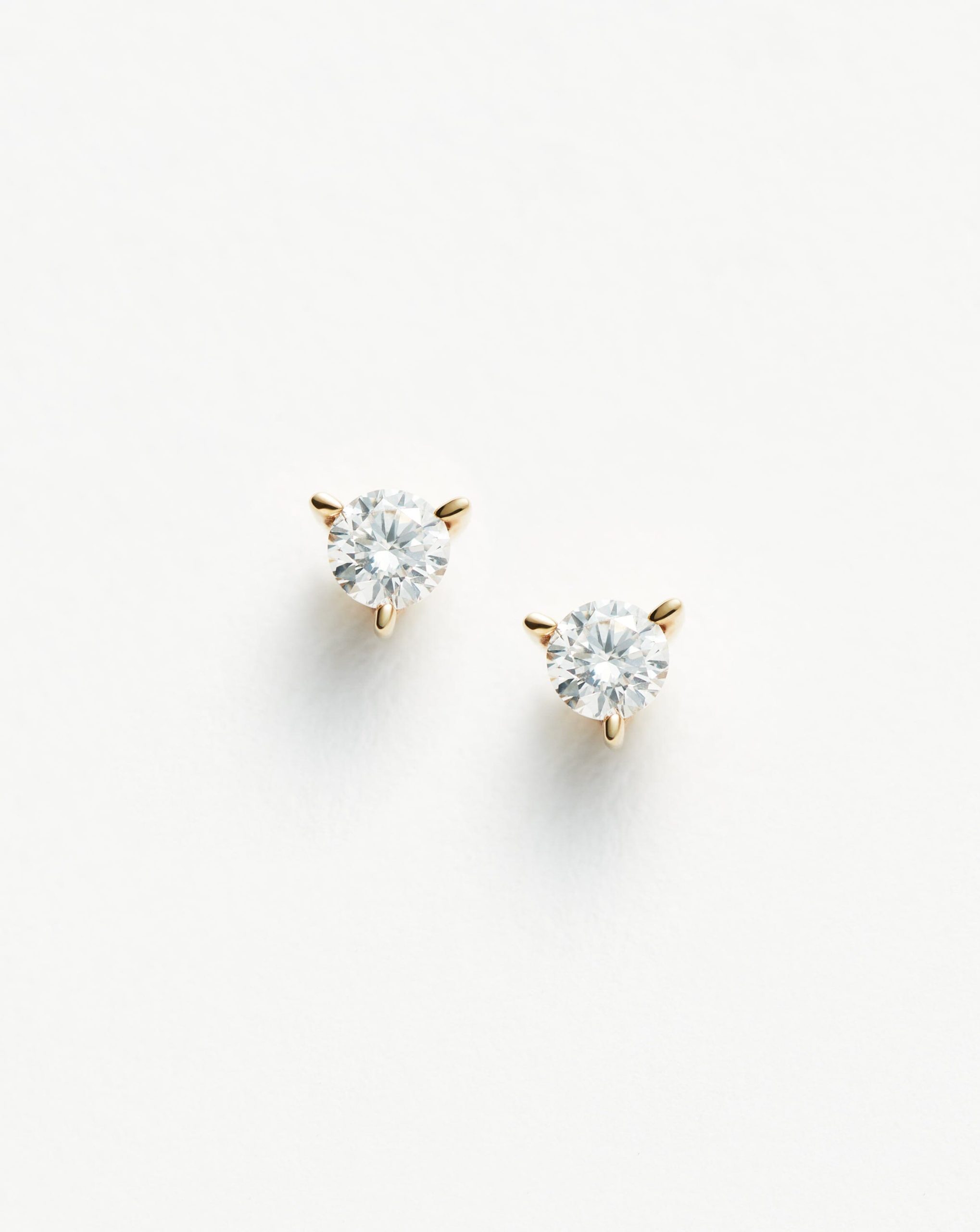 Solid Gold Small Solitaire Diamond Stud Earrings | 14ct Solid Gold