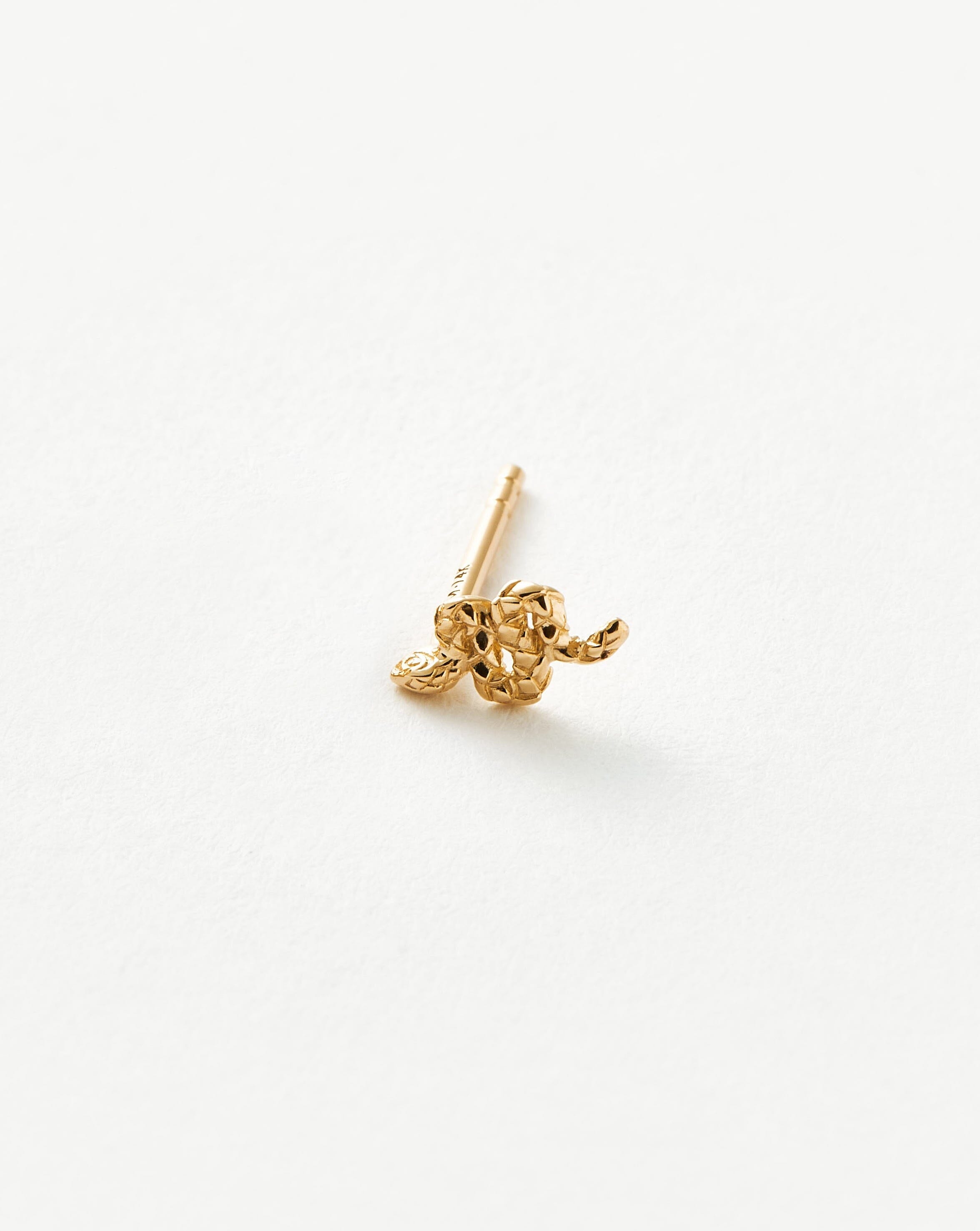 Solid Gold Snake Single Stud Earring - Image 5