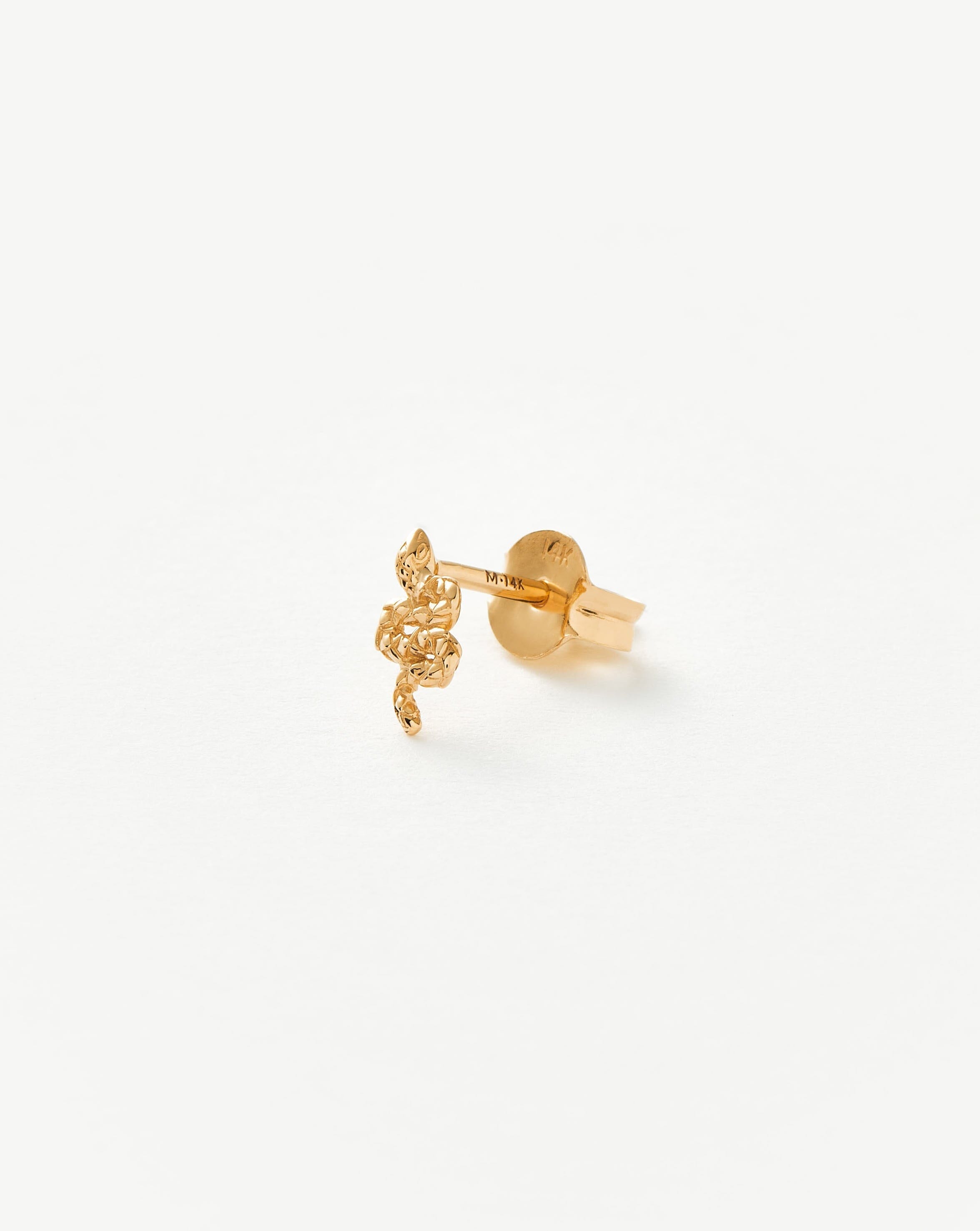 Solid Gold Snake Single Stud Earring - Image 4