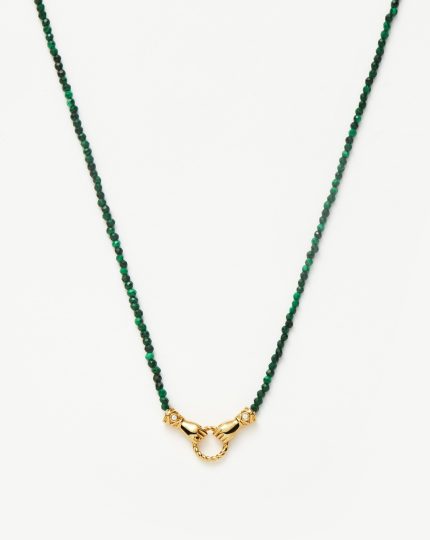 Harris Reed In Good Hands Mini Beaded Gemstone Necklace | 18ct Gold Plated/Malachite