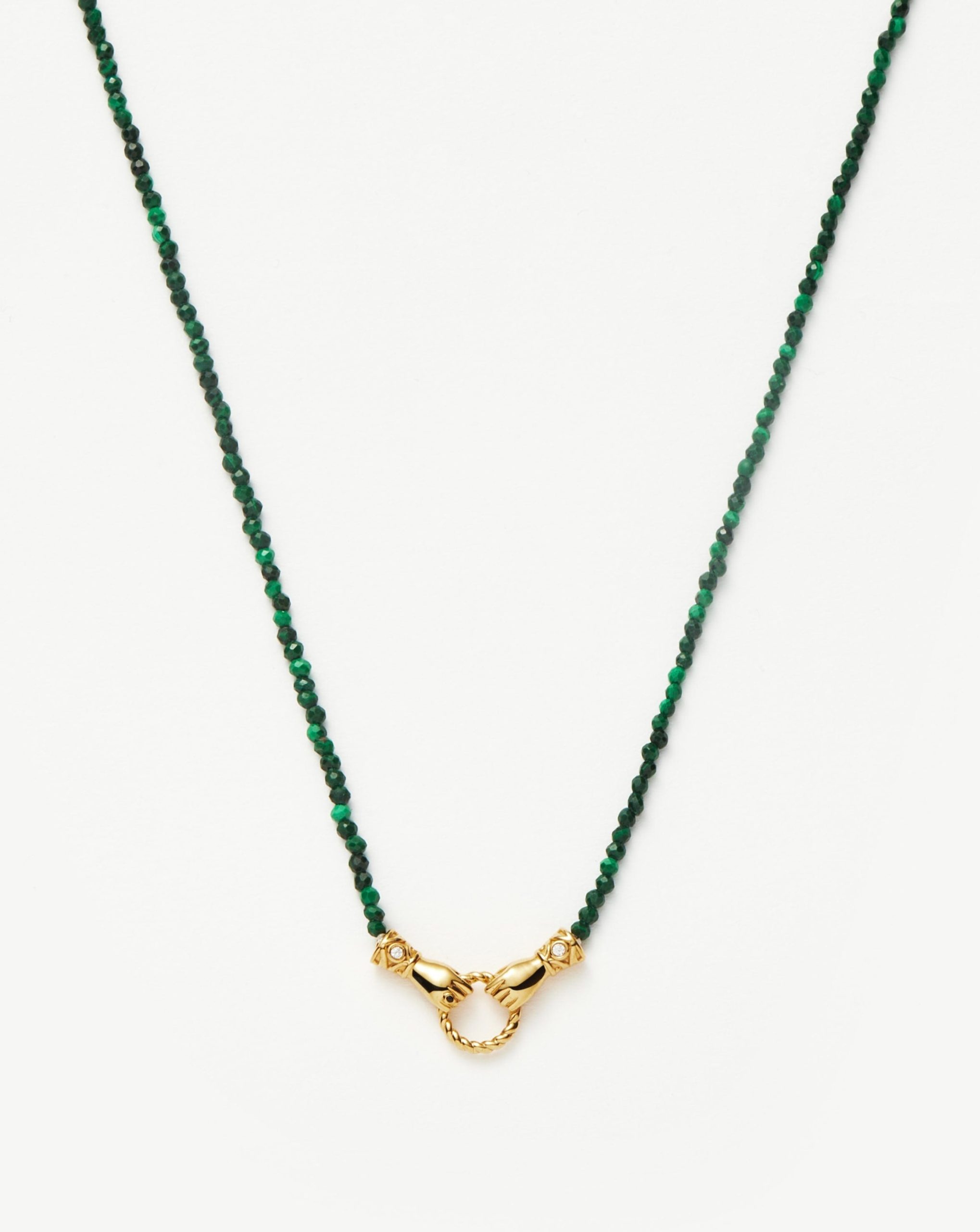 Harris Reed In Good Hands Mini Beaded Gemstone Necklace | 18ct Gold Plated/Malachite