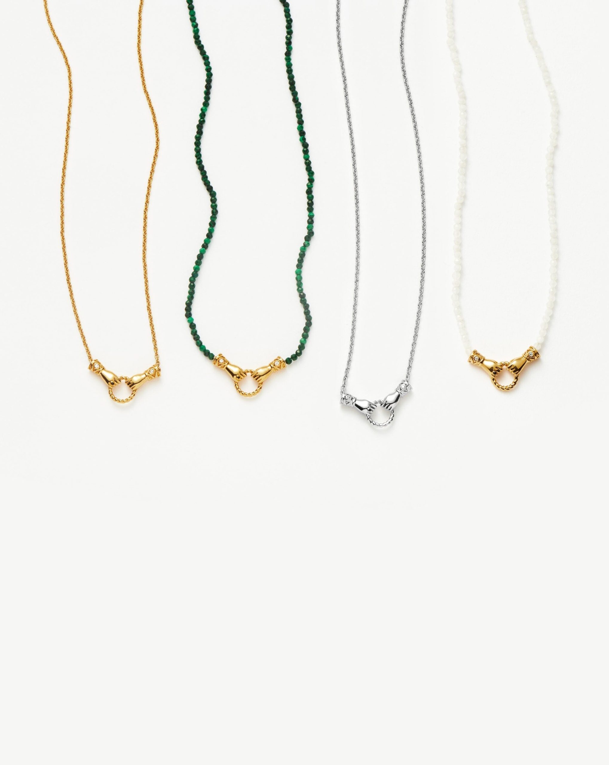 Harris Reed In Good Hands Mini Beaded Gemstone Necklace | 18ct Gold Plated/Malachite - Image 4