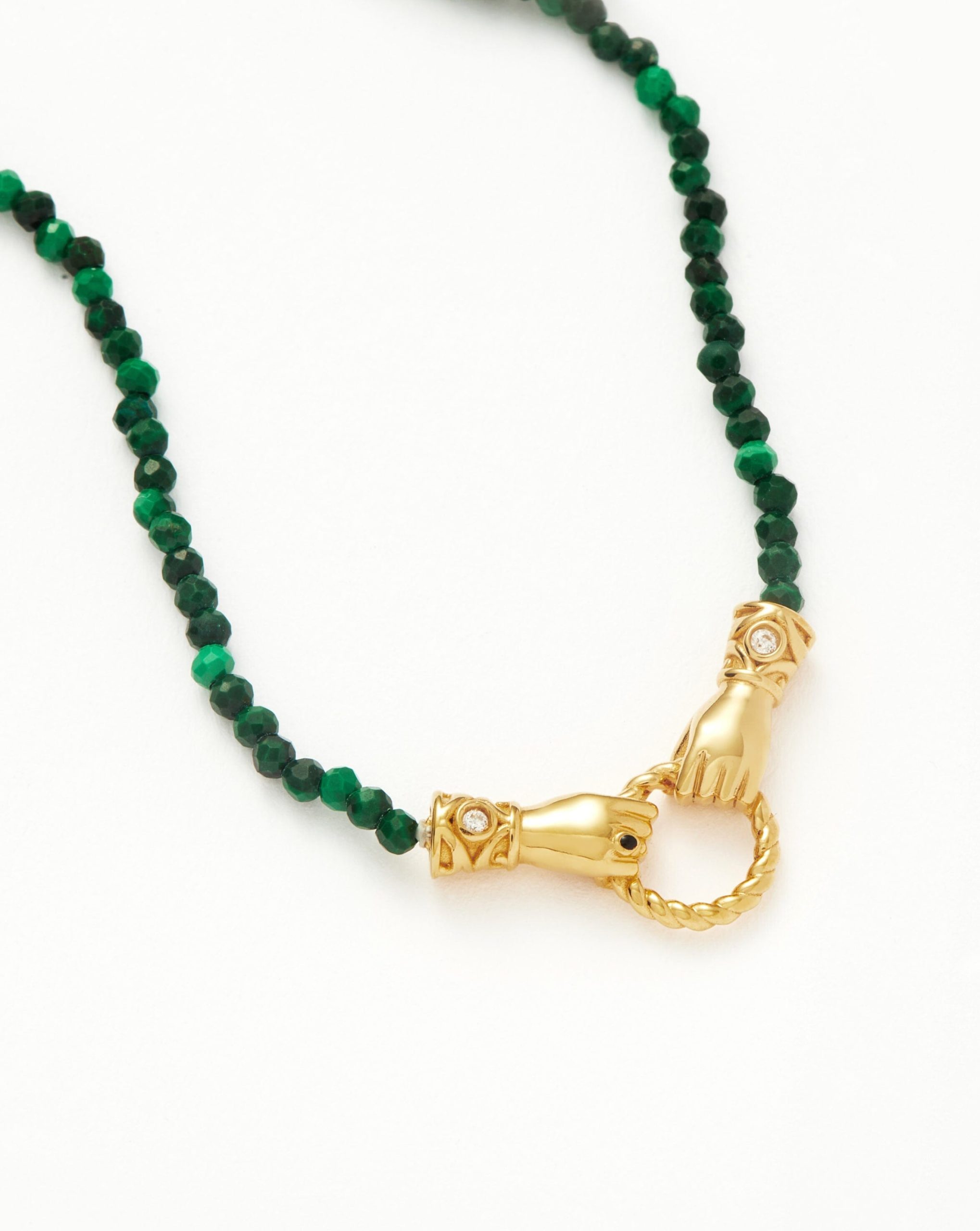 Harris Reed In Good Hands Mini Beaded Gemstone Necklace | 18ct Gold Plated/Malachite - Image 5