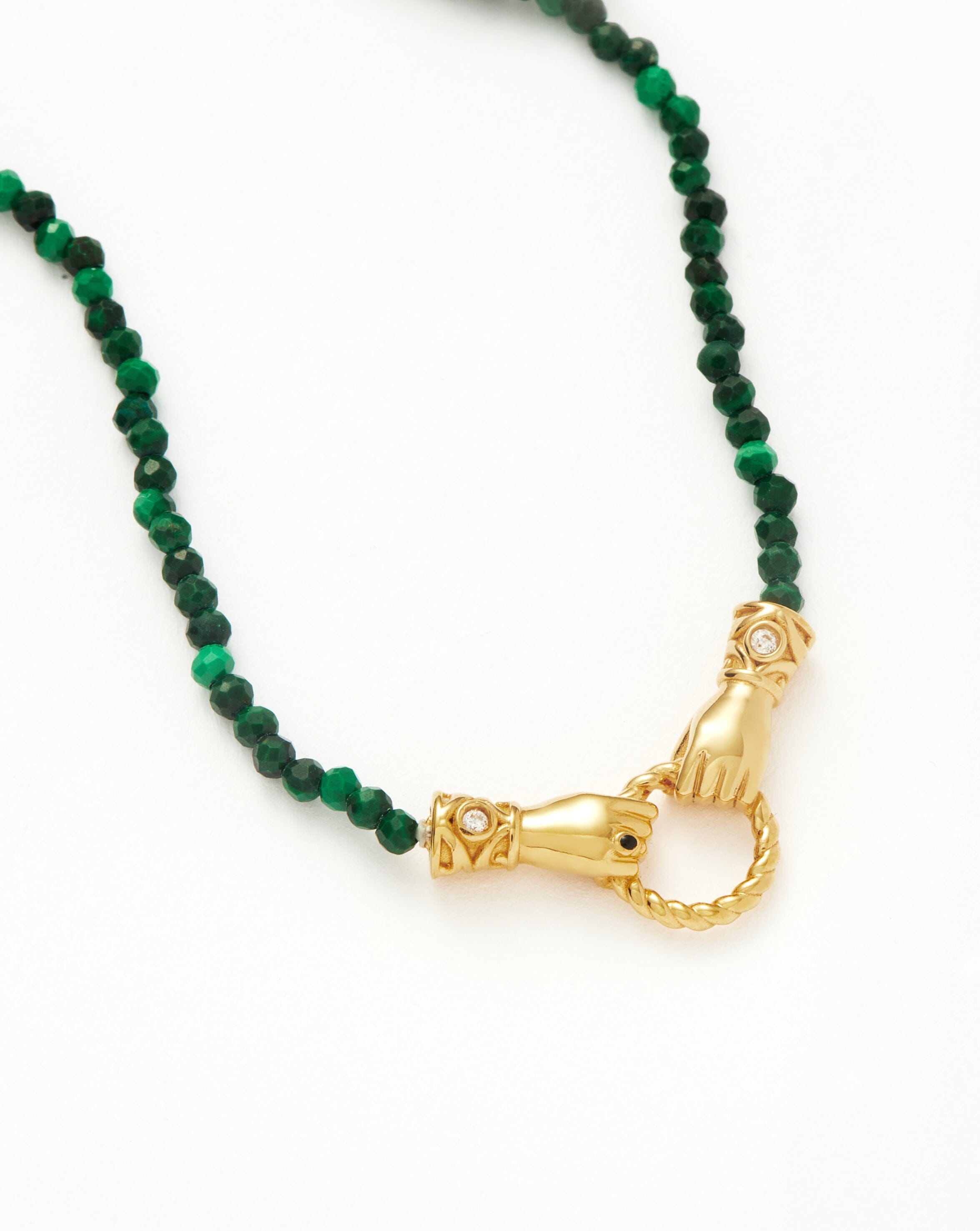 Harris Reed In Good Hands Mini Beaded Gemstone Necklace | 18ct Gold Plated/Malachite - Image 5