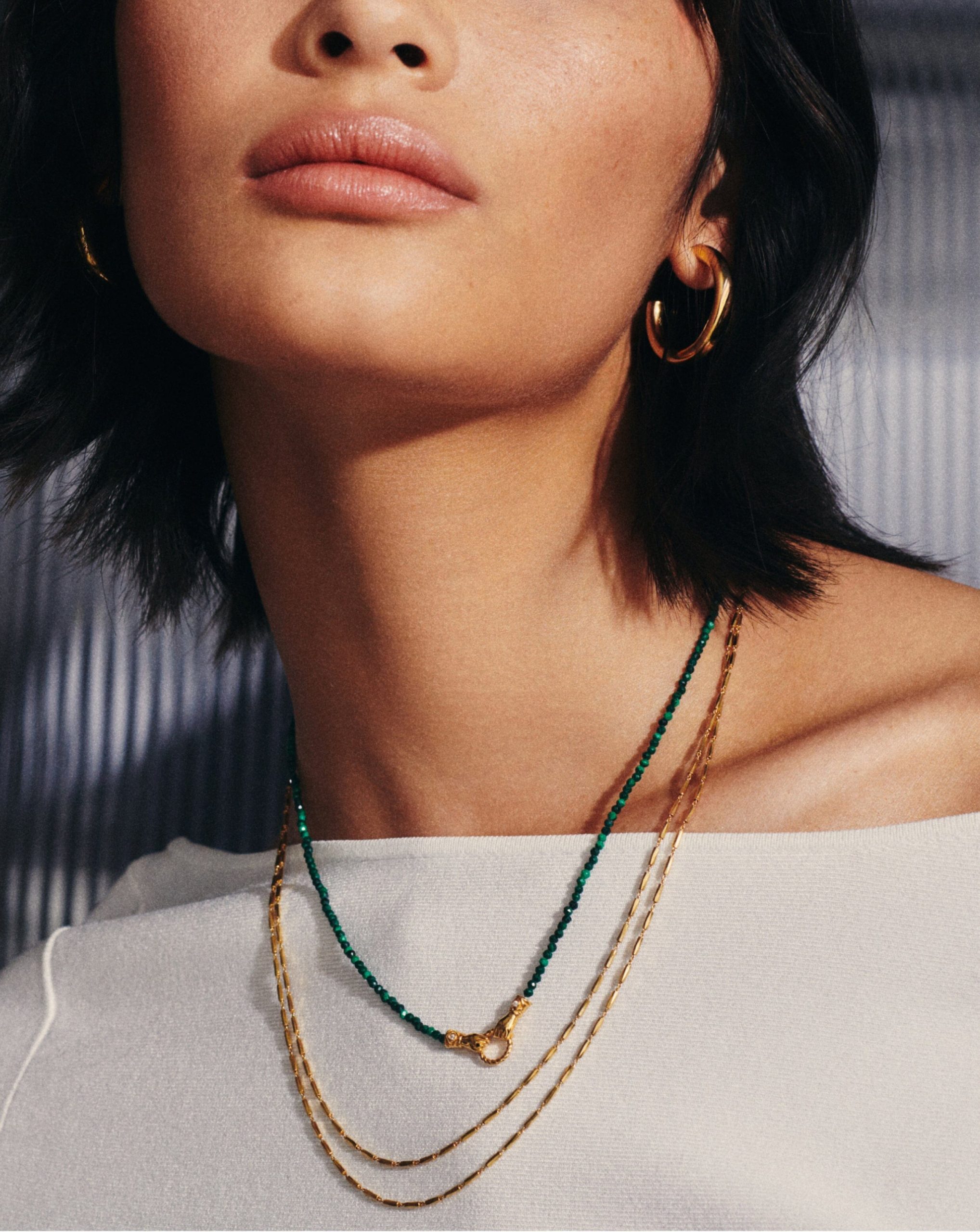 Harris Reed In Good Hands Mini Beaded Gemstone Necklace | 18ct Gold Plated/Malachite - Image 6