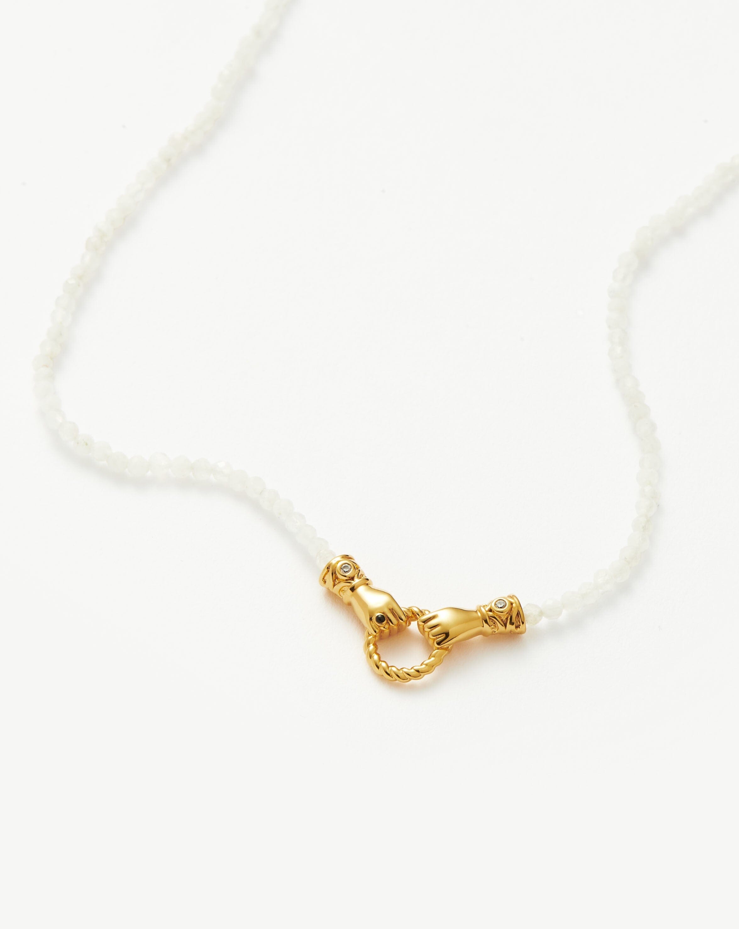 Harris Reed In Good Hands Mini Beaded Gemstone Necklace | 18ct Gold Plated/Rainbow Moonstone - Image 5