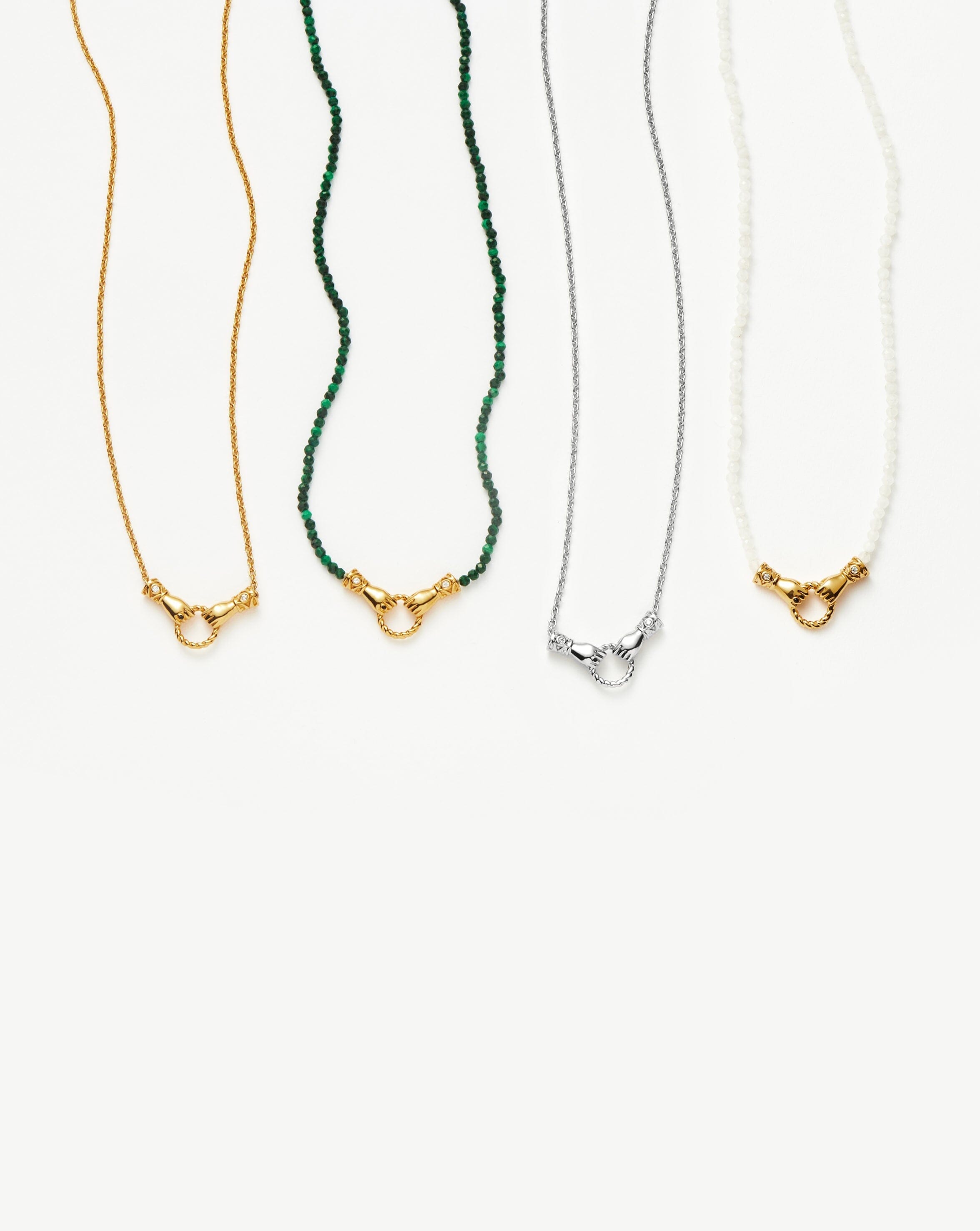 Harris Reed In Good Hands Mini Beaded Gemstone Necklace | 18ct Gold Plated/Rainbow Moonstone - Image 4