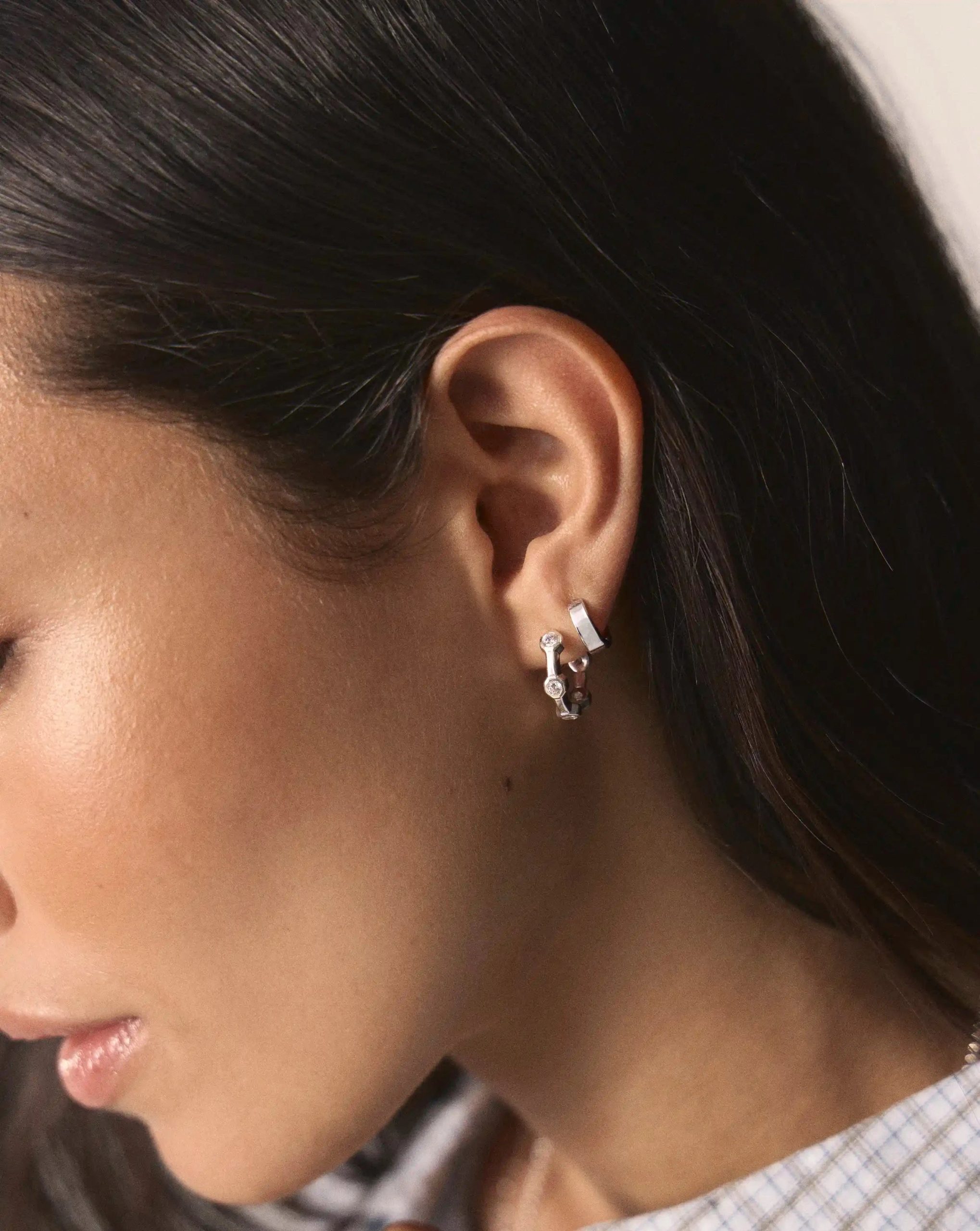 Lucy Williams Tennis Small Hoop Earrings | Silver Plated - Image 2
