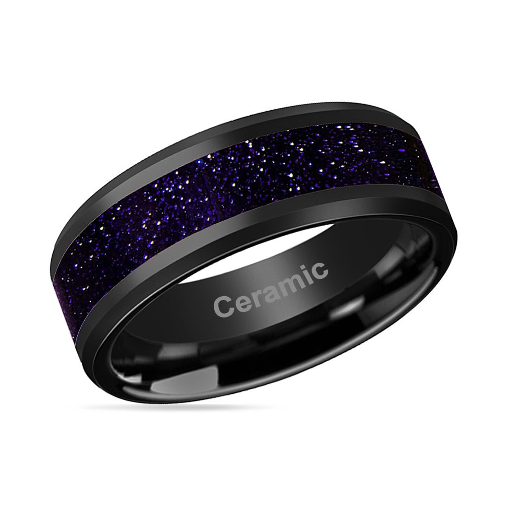MELO | Black Ceramic Ring, Purple Goldstone Inlay:圖片 2