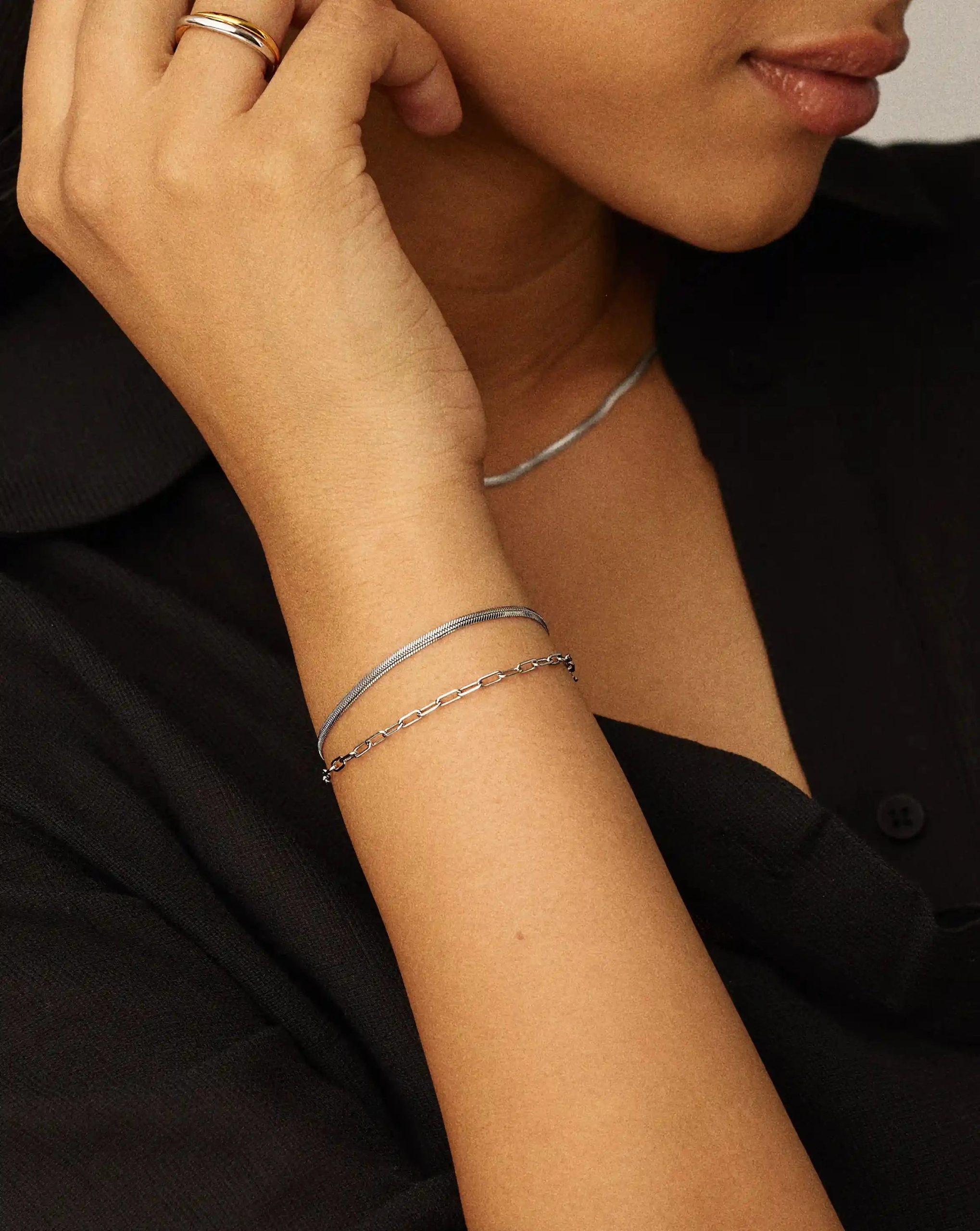 Mini Paperclip Chain Bracelet | Platinum Plated - Image 2