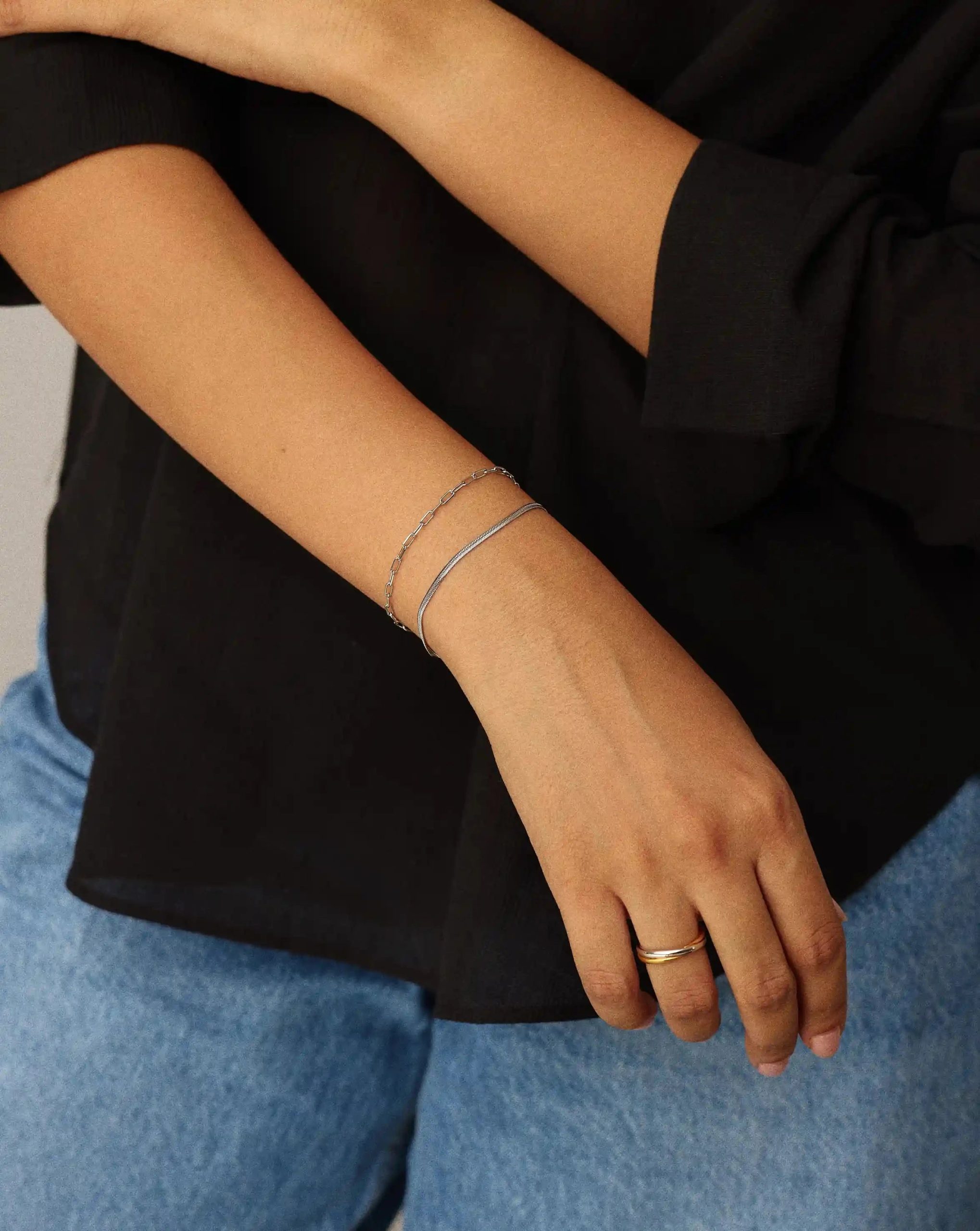 Mini Paperclip Chain Bracelet | Platinum Plated - Image 3