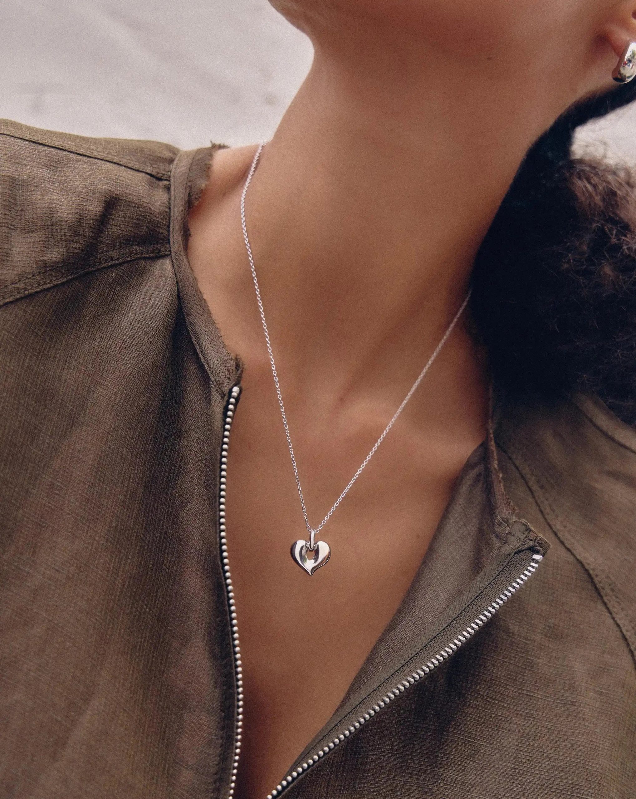 Molten Heart Pendant Necklace | Silver Plated - Image 2
