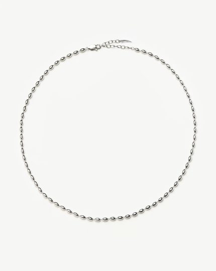 Molten Olive Chain Necklace | Silver Plated