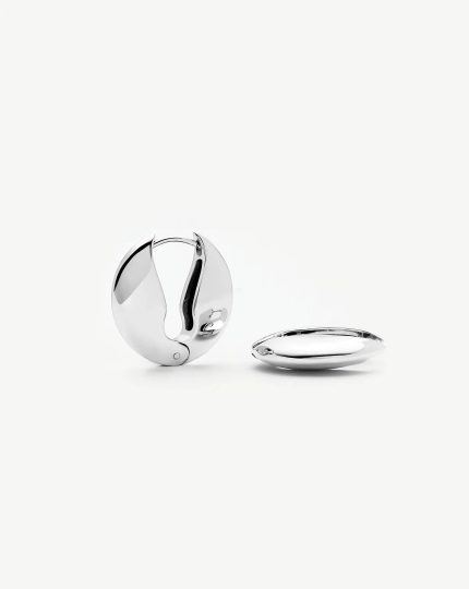 Pebble Hinged Hoop Earrings | Platinum Plated