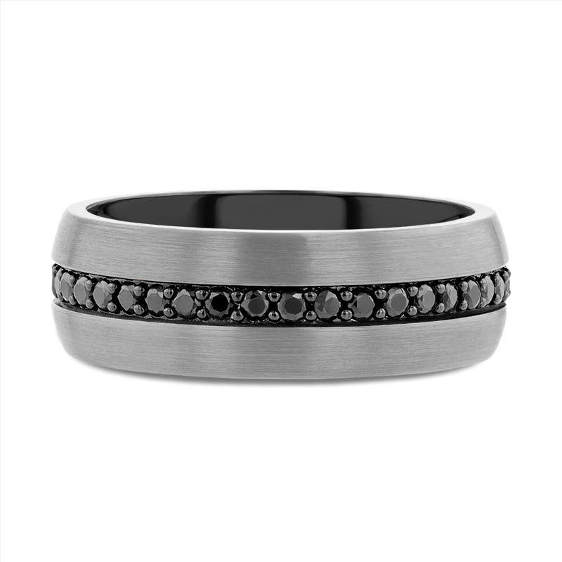 PILOT | Gunmetal Tungsten Ring with Black Sapphires - Image 6