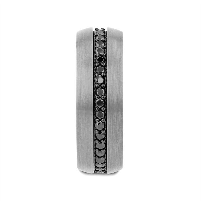 PILOT | Gunmetal Tungsten Ring with Black Sapphires - Image 5
